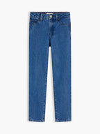 Jeans straight fit sbiaditi con bandierina ricamata
