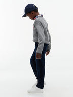 Jeans straight fit con bandierina ricamata