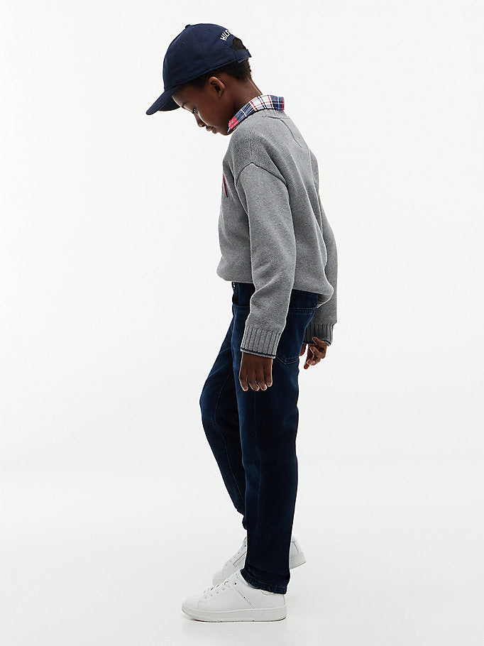 Jeans straight fit con bandierina ricamata
