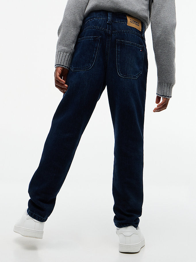 Jeans straight fit con bandierina ricamata