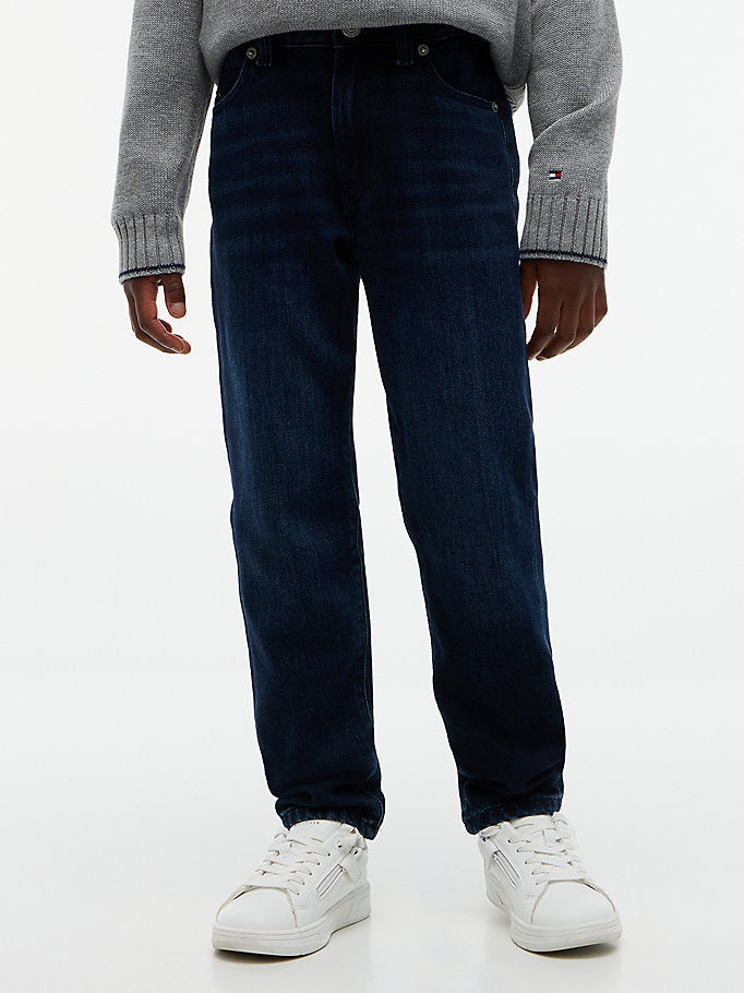 Jeans straight fit con bandierina ricamata